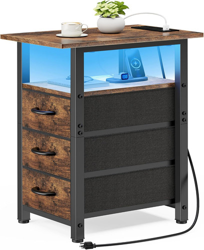 Rustic brown nightstand with - nightstand,