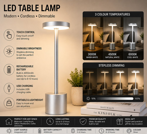 Cordless led table - cordless, touch