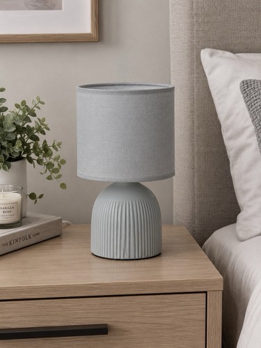 Mini ribbed table lamp grey - ribbed,