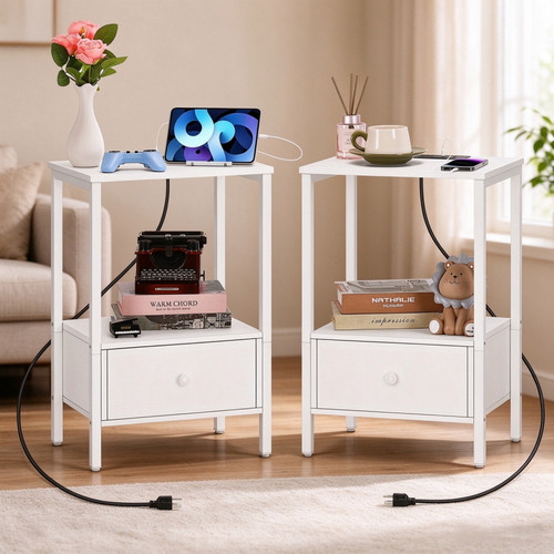 Bedside table with charging - table,